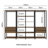 Placard Ropero Modulado Valencia 4 Cajones 258cm Marrón/Negro 02