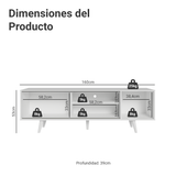Rack para TV hasta 80 pulgadas, 160 cm, Blanco/Marrón con patas Torino Blanco