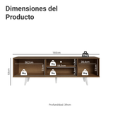 Rack para TV hasta 80 pulgadas, 160cm, color Marrón, patas Blancos, Torino