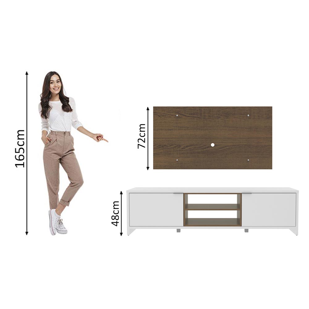 Rack Madesa Metz con Panel para TV hasta 55 Pulgadas Blanco/Marrón/Marrón