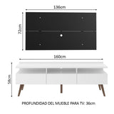 Rack Madesa Londres con Panel para TV hasta 55 Pulgadas Blanco/Negro
