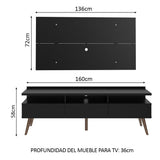 Rack Madesa Londres con Panel para TV hasta 55 Pulgadas Negro
