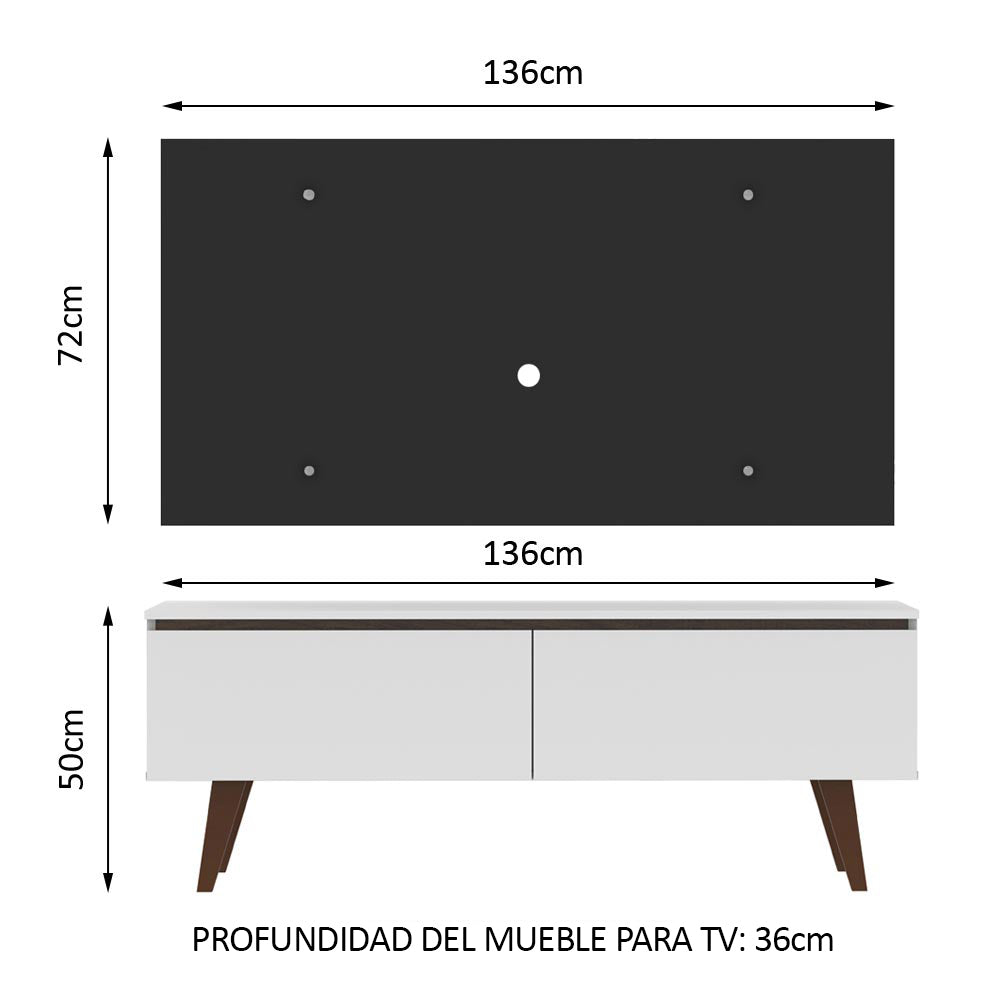 Rack Madesa Le Mans con Panel para TV hasta 55 Pulgadas 2 Puetas Blanco/Negro