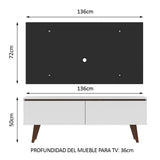 Rack Madesa Le Mans con Panel para TV hasta 55 Pulgadas 2 Puetas Blanco/Negro