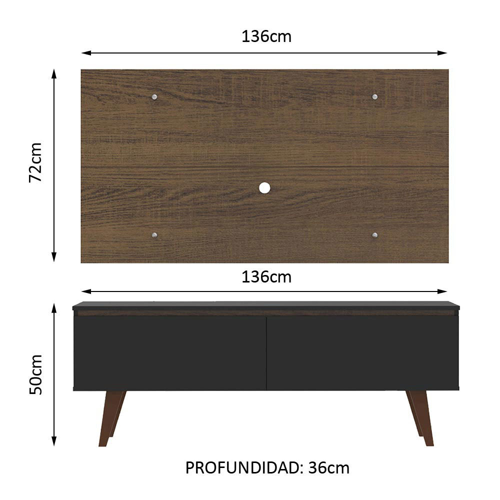 Rack para TV Madesa Le Mans con Panel de TV hasta 55 Pulgadas 2 Puertas Negro/Marrón