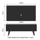 Rack Madesa Le Mans con Panel para TV hasta 55 Pulgadas 2 Puetas Negro