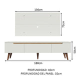 Rack para TV Madesa Reims con Panel de TV hasta 55 Pulgadas 2 Puertas e 1 Cajon Blanco