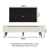 Rack Madesa Reims con Panel para TV hasta 55 Pulgadas 2 Puertas y 1 Cajón Blanco/Negro