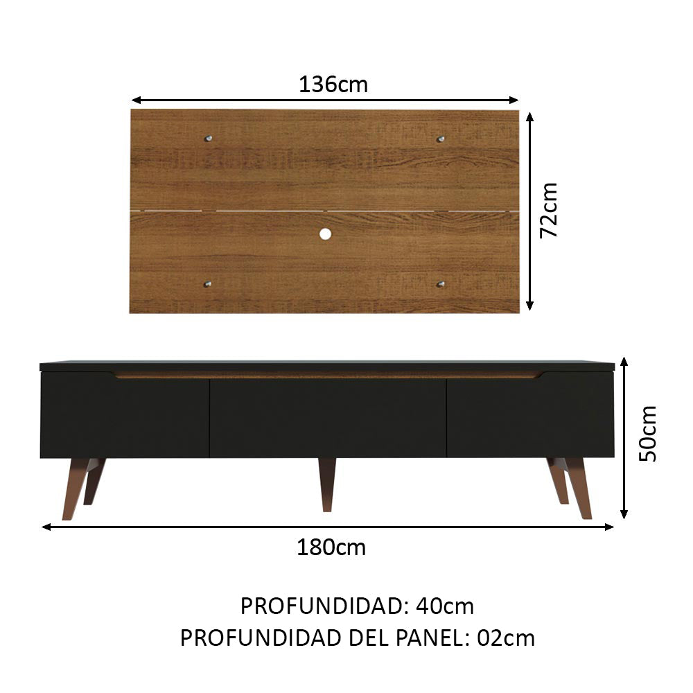Rack para TV Madesa Reims con Panel de TV hasta 55 Pulgadas 2 Puertas e 1 Cajon Marrón/Negro