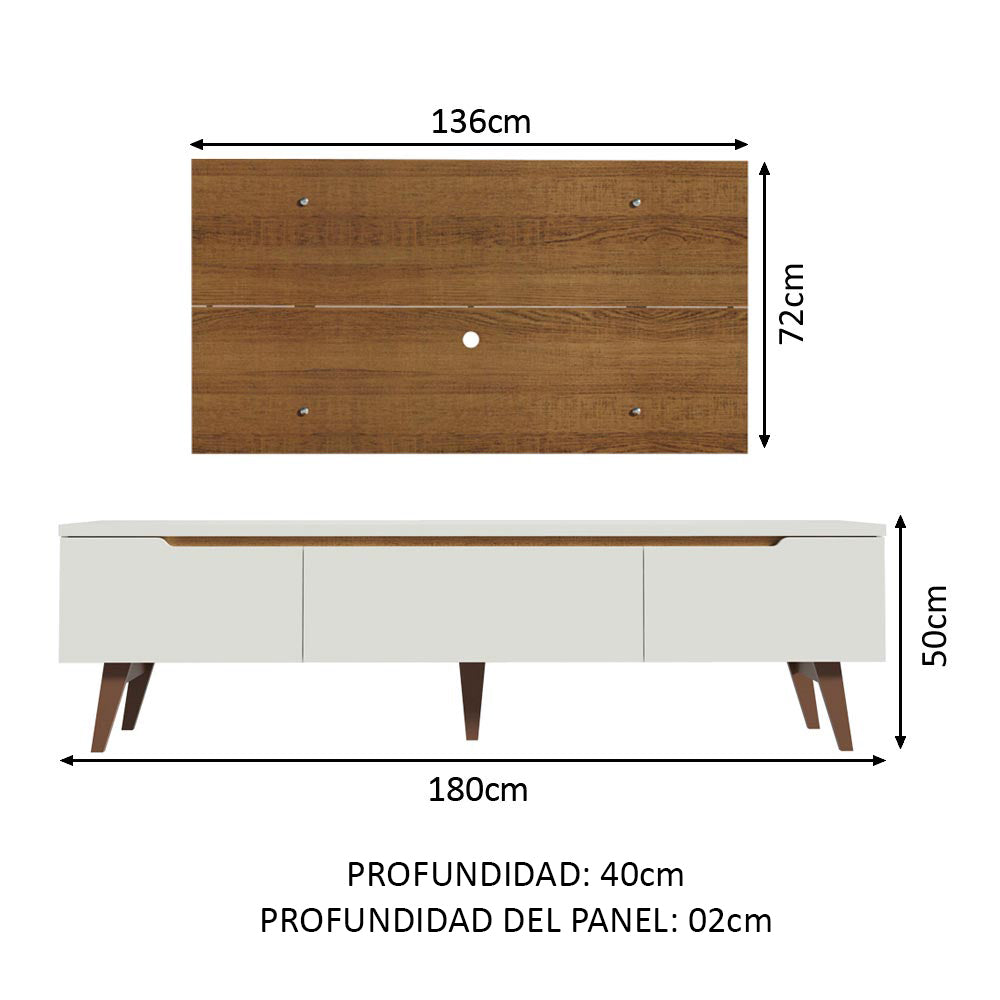 Rack para TV Madesa Reims con Panel de TV hasta 55 Pulgadas 2 Puertas e 1 Cajon Blanco/Marrón