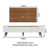 Rack para TV Madesa Reims con Panel de TV hasta 55 Pulgadas 2 Puertas e 1 Cajon Blanco/Marrón