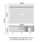 Rack Madesa Dubai con Panel para TV hasta 65 Pulgadas con Patas Blanco