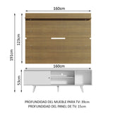 Rack Madesa Dubai con Panel para TV hasta 65 Pulgadas con Patas Blanco/Marrón