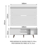 Rack Madesa Dubai con Panel para TV hasta 65 Pulgadas con Patas Blanco/Marrón