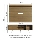 Rack Madesa Dubai con Panel para TV hasta 65 Pulgadas con Patas Marrón/Blanco