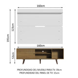 Rack Madesa Dubai con Panel para TV hasta 65 Pulgadas con Patas Marrón/Blanco