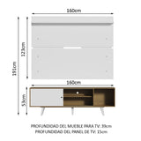 Rack Dubai con Panel de TV hasta 65 Pulgadas 160 cm con Patas Marrón/Blanco/Blanco Madesa