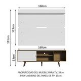 Rack Madesa Dubai con Panel para TV hasta 65 Pulgadas con Patas Marrón/Blanco