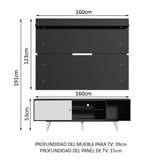 Rack Madesa Dubai con Panel para TV hasta 65 Pulgadas con Patas Negro/Blanco