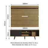 Rack Madesa Dubai con Panel para TV hasta 65 Pulgadas con Patas Marrón/Negro