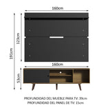 Rack Madesa Dubai con Panel para TV hasta 65 Pulgadas con Patas Marrón/Negro