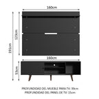 Rack Dubai con Panel de TV hasta 65 Pulgadas 160 cm con Patas Negro/Marrón Madesa