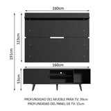Rack Madesa Dubai con Panel para TV hasta 65 Pulgadas con Patas Negro/Marrón