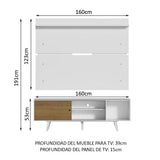 Rack Madesa Dubai con Panel para TV hasta 65 Pulgadas con Patas Blanco/Marrón