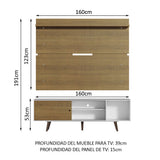 Rack Madesa Dubai con Panel para TV hasta 65 Pulgadas con Patas Blanco/Marrón