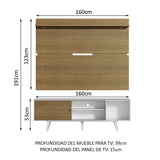 Rack Madesa Dubai con Panel para TV hasta 65 Pulgadas con Patas Blanco/Marrón
