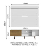 Rack Madesa Dubai con Panel para TV hasta 65 Pulgadas con Patas Blanco/Marrón
