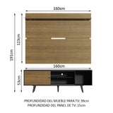 Rack Madesa Dubai con Panel para TV hasta 65 Pulgadas con Patas Negro/Marrón
