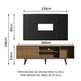 Rack Madesa Dubai con Patas y Panel para TV hasta 58 Pulgadas Marrón/Negro
