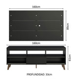 Rack con Panel para TV hasta 65 Pulgadas con Patas Negro Texas Madesa