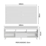 Rack con Panel para TV hasta 65 Pulgadas con Patas Blanco Detroit Madesa