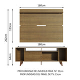 Rack Madesa Cancun con Patas y Panel para TV hasta 65 Pulgadas Marrón