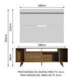 Rack Madesa Cancun con Patas y Panel para TV hasta 65 Pulgadas Marrón/Blanco
