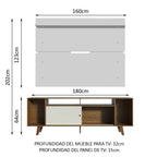 Rack Cancun con Patas y Panel de TV hasta 65 Pulgadas 180 cm Marrón/Blanco Madesa