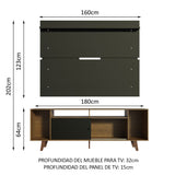 Rack Madesa Cancun con Patas y Panel para TV hasta 65 Pulgadas Marrón/Negro