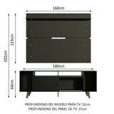 Rack Madesa Cancun con Patas y Panel para TV hasta 65 Pulgadas Negro/Negro