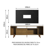 Rack Madesa Cancun con Patas y Panel para TV hasta 58 Pulgadas Marrón/Negro