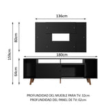 Rack Madesa Cancun con Patas y Panel para TV hasta 58 Pulgadas Negro