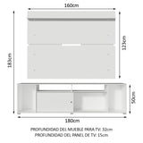 Rack Madesa Cancun con Panel para TV hasta 65 Pulgadas Blanco