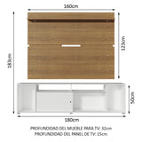 Rack Madesa Cancun con Panel para TV hasta 65 Pulgadas Blanco/Marrón