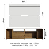 Rack Madesa Cancun con Panel para TV hasta 65 Pulgadas Marrón/Blanco