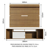 Rack Madesa Cancun con Panel para TV hasta 65 Pulgadas Marrón/Blanco