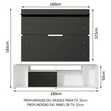 Rack Madesa Cancun con Panel para TV hasta 65 Pulgadas Blanco/Negro