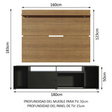 Rack Madesa Cancun con Panel para TV hasta 65 Pulgadas Negro/Marrón