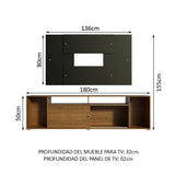 Rack Madesa Cancun con Panel para TV hasta 58 Pulgadas Marrón/Negro