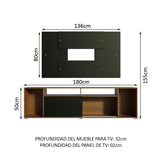 Rack Madesa Cancun con Panel para TV hasta 58 Pulgadas Marrón/Negro
